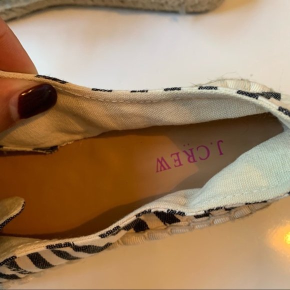 NEW J CREW Navy Striped Canvas Espadrille Sneakers 8 - Picture 2 of 7